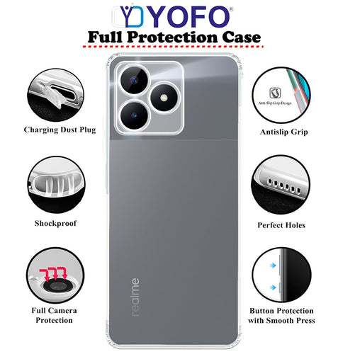 YOFO Transparent Back Cover Case for Realme C53 / Realme Narzo N53 / C51