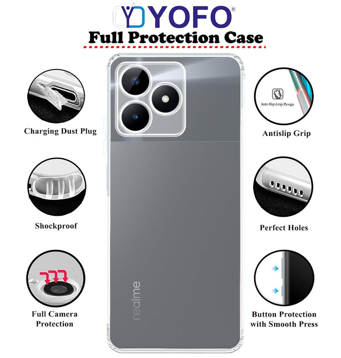 YOFO Transparent Back Cover Case for Realme C53 / Realme Narzo N53 / C51