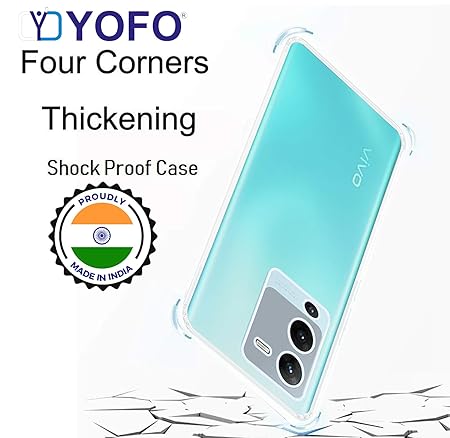 YOFO Back Cover for Vivo V25 Pro (5G) / S15 Pro (5G) (SlimFlexible|Silicone|Transparent|Camera Protection|DustPlug)