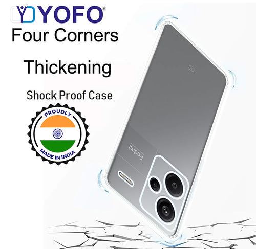 YOFO Back Cover for Mi Redmi Note 13 Pro Plus (5G) (Flexible|Silicone|Transparent|Full Camera Protection|Anti Dust Plug)