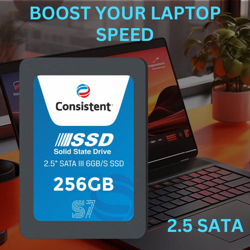 Consistent SSD 256GB 2.5 Inch SATA Internal SSD - Read: 550MB/s & Write: 500MB/s