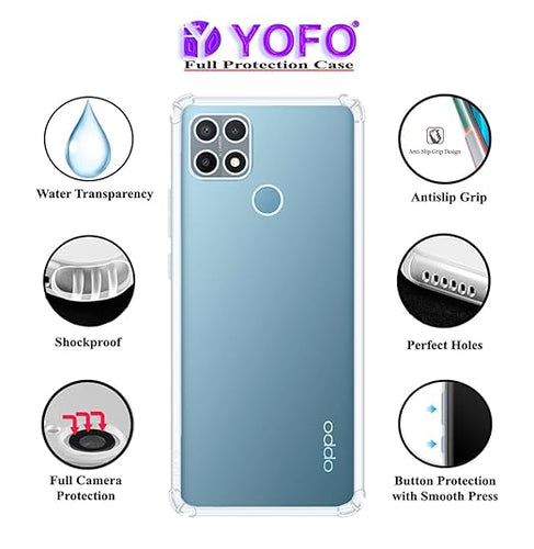 YOFO Back Cover for Oppo A15 / A15s (Flexible|Shockproof|Silicone|Transparent|Camera Protection)