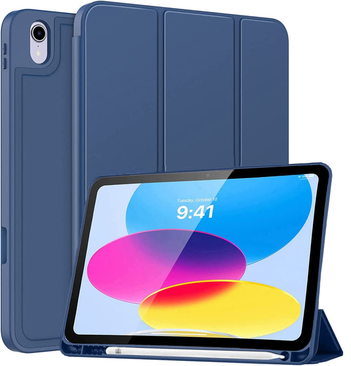 Smart Case for iPad 10th Generation (2025/2022) [Auto Sleep/Wake Cover] [Pencil Holder] [Soft Flexible Case] Recoil Series for Apple iPad 10th Generation - Dark Blue