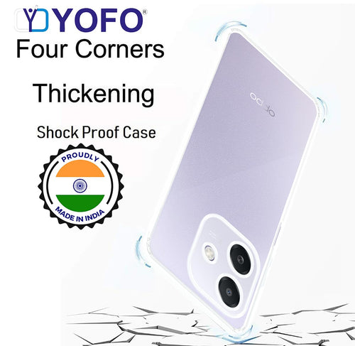 YOFO Back Cover for Oppo A3x (5G) (Flexible|Silicone|Transparent|Full Camera Protection|Dust Plug)