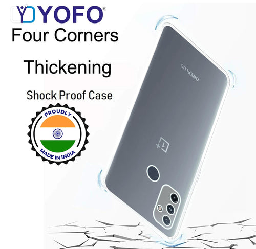 YOFO Back Cover for OnePlus Nord N100 (Flexible|Silicone|Transparent|Full Camera Protection|Dust Plug)