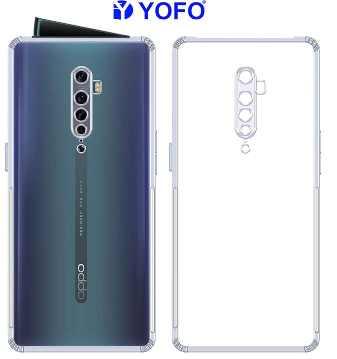 YOFO Rubber Shockproof Soft Transparent Back Cover for Oppo Reno 2 - (Transparent) Full Protection Case