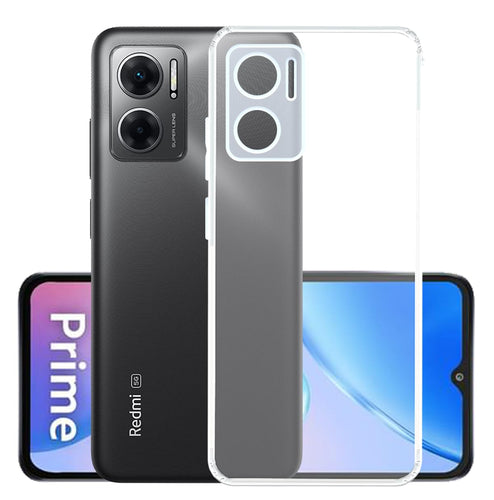 YOFO Back Cover for Redmi 11 Prime (5G) (Flexible|Silicone|Transparent|Full Camera Protection|Anti Dust Plug)