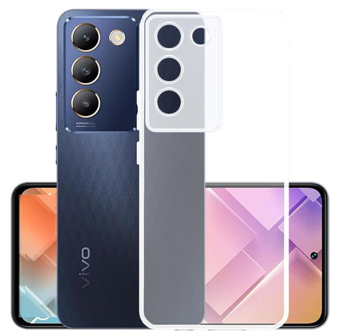 YOFO Back Cover for Vivo T3 (5G) (Flexible|Silicone|Transparent|Full Camera Protection|Dust Plug)