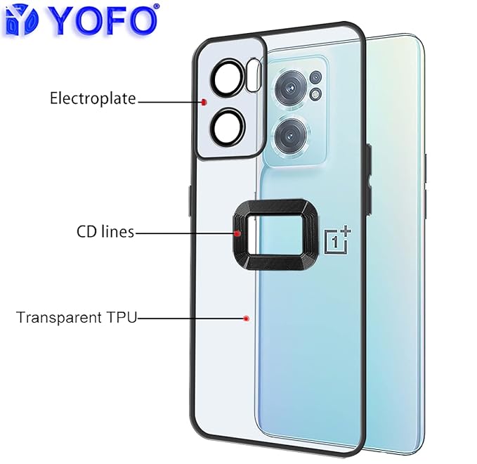 YOFO Electroplated Logo View Back Cover for OnePlus Nord 2T (Transparent|Chrome|TPU+Polycarbonate) (BLUE)(SALE)