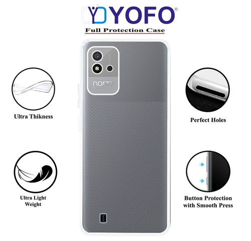 YOFO Back Cover for Realme Narzo 50i (Flexible|Silicone|Transparent|Full Camera Protection)