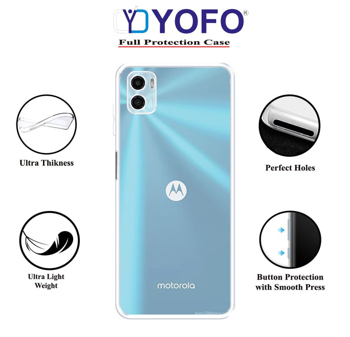 YOFO Back Cover for Motorola E32 (Flexible|Silicone|Transparent|Full Camera Protection)