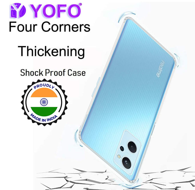 YOFO Back Cover for Realme 9i 4G (Flexible|Silicone|Transparent|Dust Plug|Camera Protection)