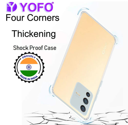 YOFO Back Cover for Vivo V23 (5G) / Vivo S12 (5G) (SlimFlexible|Silicone|Transparent|Camera Protection|DustPlug)