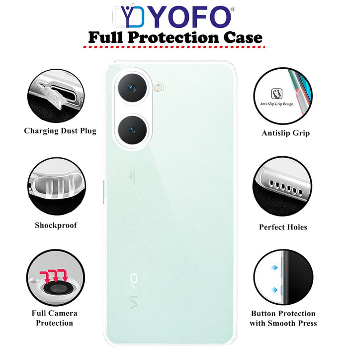YOFO Transparent Back Cover for iQOO Z9 Lite/Vivo T3 Lite 5G/Vivo Y18/Y18e/Y03/Y28s/Y37