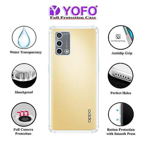 YOFO Back Cover for Oppo A74 / F19 / F19s (Flexible|Shockproof|Silicone|Transparent|Camera Protection)