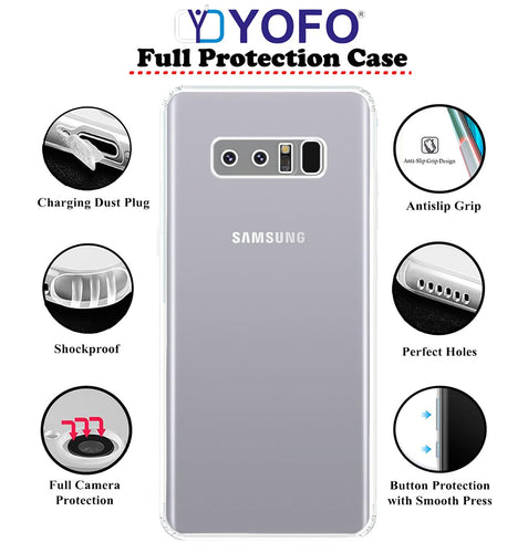 YOFO Silicon Back Cover Case for Samsung Galaxy Note 8 (Transparent) Camera Protection with Dust Plug (Copy)