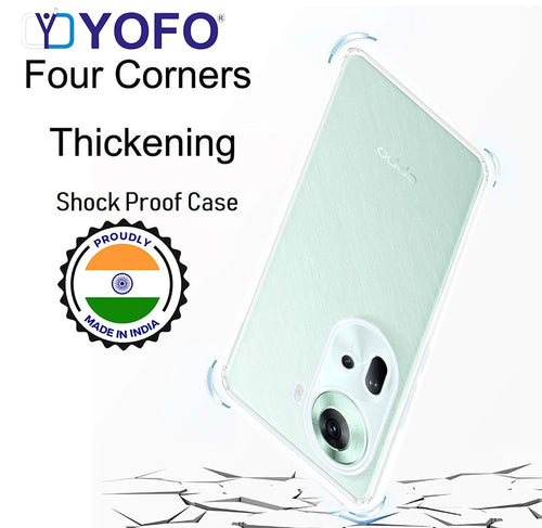 YOFO Back Cover for Oppo Reno 11 (5G) (Flexible|Silicone|Transparent|Anti Dust Plug|Camera Protection)