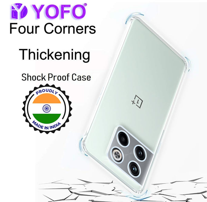 YOFO Back Cover for OnePlus 10T (5G) (Flexible|Silicone|Transparent|Full Camera Protection|Anti Dust Plug)