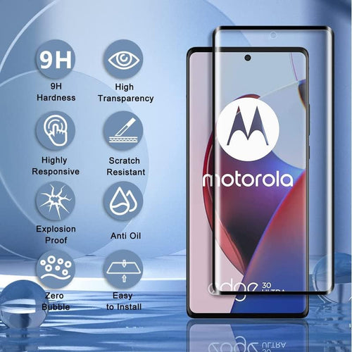 YOFO Curve Edge to Edge Full Screen Coverage Tempered Glass for " MOTOROLA EDGE 30 FUSION "- Full Glue Gorilla Glass (Black)