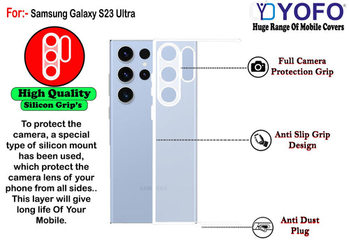 YOFO Back Cover for Samsung Galaxy S23 Ultra (SlimFlexible|Silicone|Transparent|Camera Protection|DustPlug)