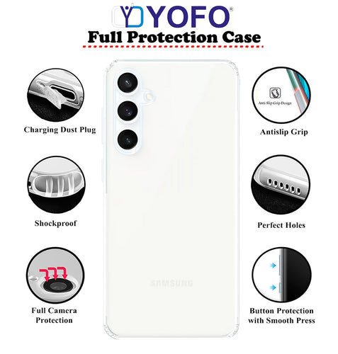YOFO Back Cover for Samsung S23 FE (5G) (Flexible|Silicone|Transparent|Anti Dust Plug|Camera Protection)