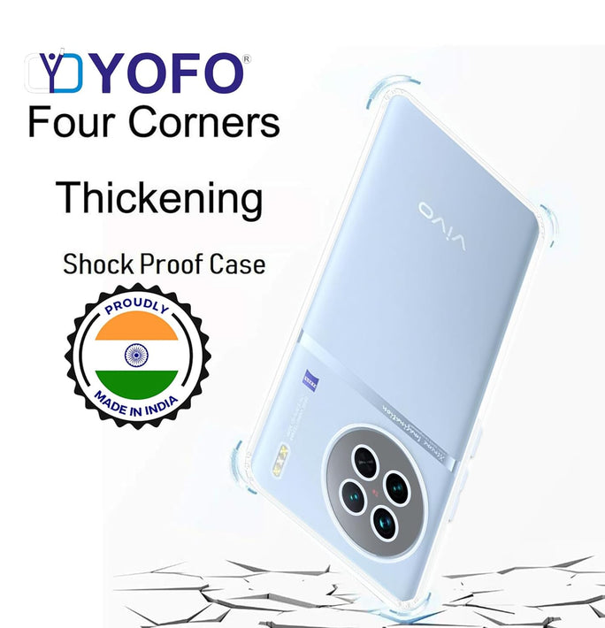 YOFO Back Cover for Vivo X90 Pro (Flexible|Silicone|Transparent|Full Camera Protection|Dust Plug)