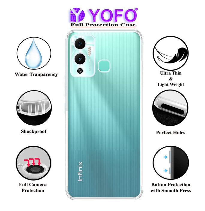 YOFO Back Cover for Infinix Hot 12 Play (Silicone|Transparent|Camera Protection)