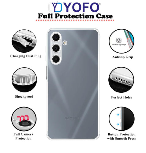 YOFO Silicon Back Cover Case for Samsung Galaxy M14-(5G) (Transparent) Camera Protection with Dust Plug