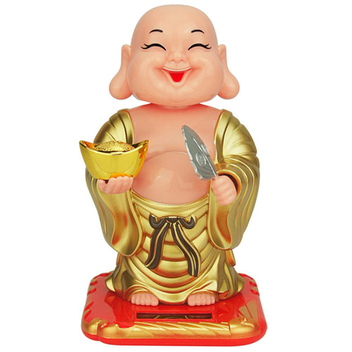 Laughing Buddha Feng-Shui, Positive Energy, Money Luck & Prosperity Decorative Showpiece (Plastic, Gold & Red)