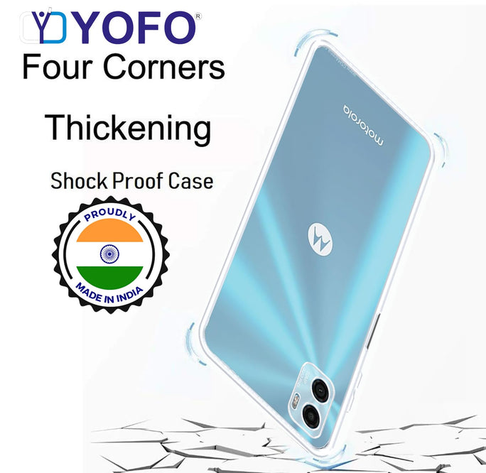 YOFO Back Cover for Motorola E32 (Flexible|Silicone|Transparent|Full Camera Protection)