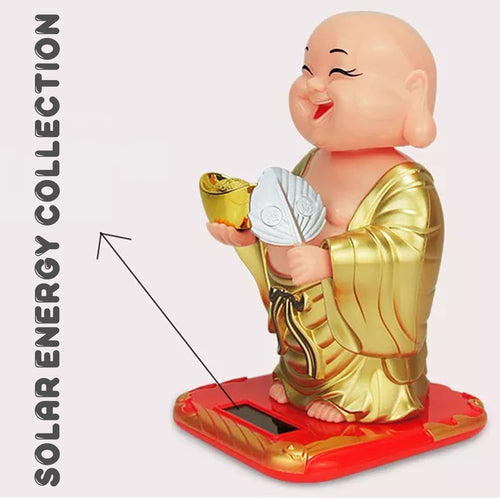 Laughing Buddha Feng-Shui, Positive Energy, Money Luck & Prosperity Decorative Showpiece (Plastic, Gold & Red)