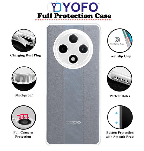YOFO Back Cover for Oppo F27 Pro / F27 Pro Plus (5G) (Flexible|Silicone|Transparent|Full Camera Protection|Dust Plug)