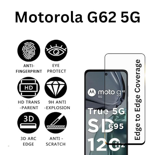 Edge to Edge Tempered Glass for Moto G62 5G