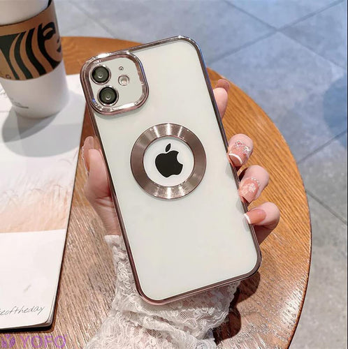 YOFO Electroplated Logo View Back Cover Case for Apple iPhone 12 [6.1] (Transparent|Chrome|TPU+Poly Carbonate) (Green)