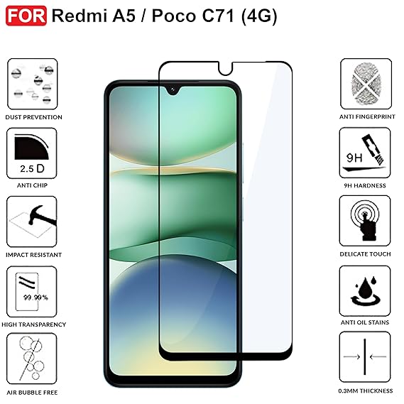 Edge of Edge Tempered Glass for Redmi A5