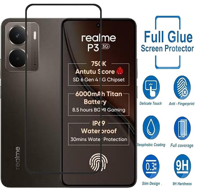 Edge to Edge Tempered Glass for Realme P3