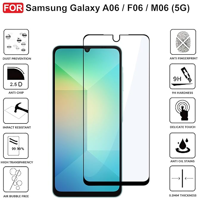 Edge to Edge Tempered Glass for Samsung F06 5G, M06 5G