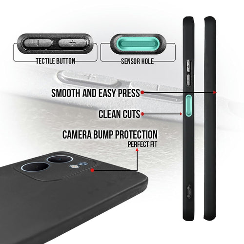 YOFO Soft Silicone Mobile Back Cover Compatible with Oppo A5x 5G, Oppo A5x 4G(Plain Black)($BL-OPP-A5X(4G)-000)