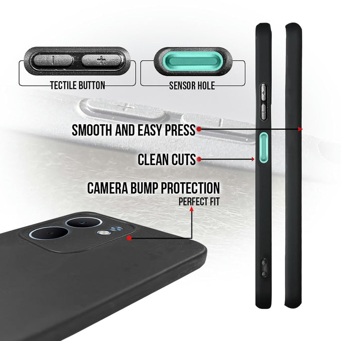 YOFO Soft Silicone Mobile Back Cover Compatible with Oppo A5x 5G, Oppo A5x 4G(Plain Black)($BL-OPP-A5X(4G)-000)