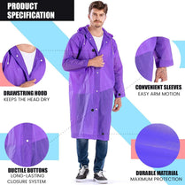EVA Poncho Rain coat for Men & Women, Lightweight Waterproof Raincoat with Hood, Adjustable Drawstring & Snap Button Closure, Outdoor Rainwear (FREE SIZE)