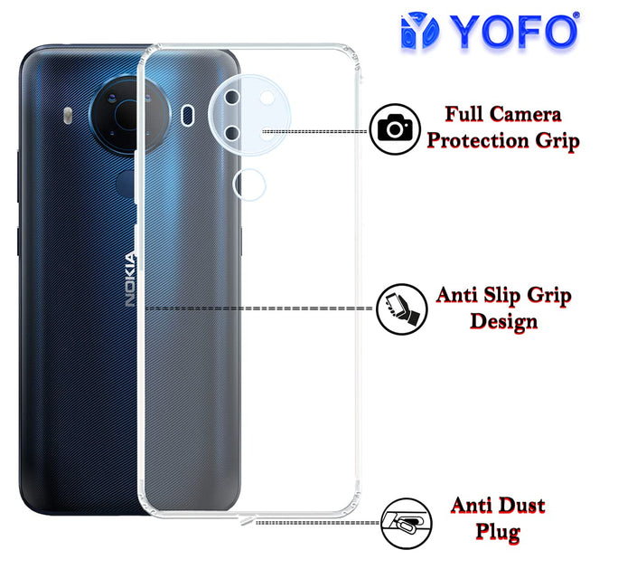 YOFO Back Cover for Nokia 5.4 (Flexible|Silicone|Transparent|Anti Dust Plug|Camera Protection)