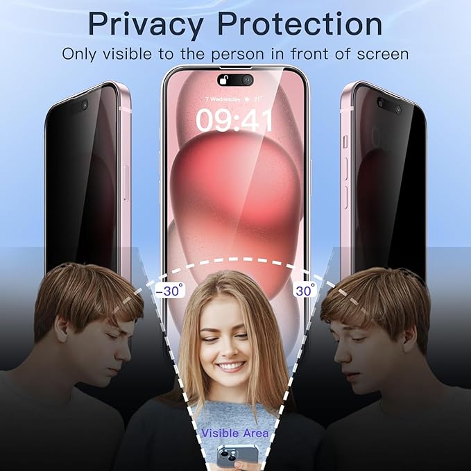 Oneminute Edge of Edge Privacy Tempered Glass for IPHONE 15 PLUS