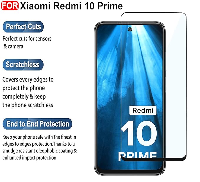 YOFO Edge to Edge Tempered Glass for Redmi 10 Prime