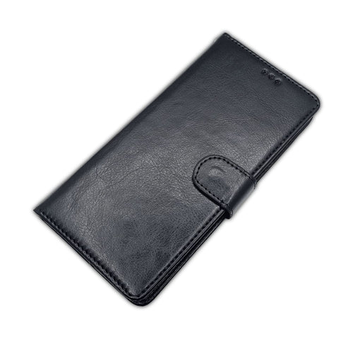 YOFO Redmi 9A / 9i / 9A Sport Flip Cover Leather Finish | Inside TPU with Card Pockets | Wallet Stand and Shock Proof | Complete Protection Flip Case (BLACK)