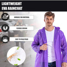 EVA Poncho Rain coat for Men & Women, Lightweight Waterproof Raincoat with Hood, Adjustable Drawstring & Snap Button Closure, Outdoor Rainwear (FREE SIZE)