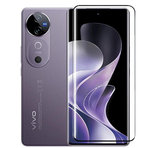 YOFO Premium HD+ Full Glue Tempered Glass For Vivo V40 / V40 Pro Full Glue Curved Glass 100% Fingerprint Working with self installation kit (NON UV GLASS)