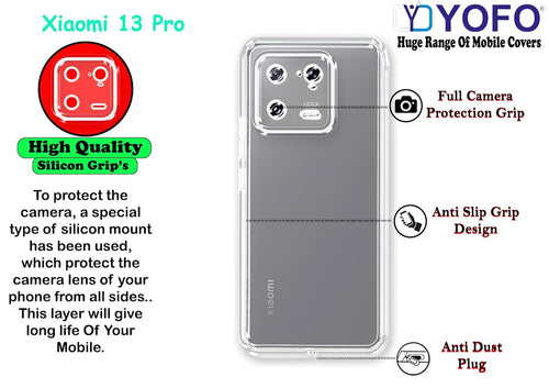 YOFO Back Cover for Mi Xiaomi 13 Pro (Flexible|Silicone|Transparent|Full Camera Protection|Dust Plug)
