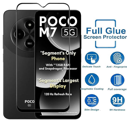 Edge to Edge Tempered Glass for Poco M7 5G