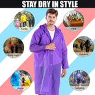 EVA Poncho Rain coat for Men & Women, Lightweight Waterproof Raincoat with Hood, Adjustable Drawstring & Snap Button Closure, Outdoor Rainwear (FREE SIZE)