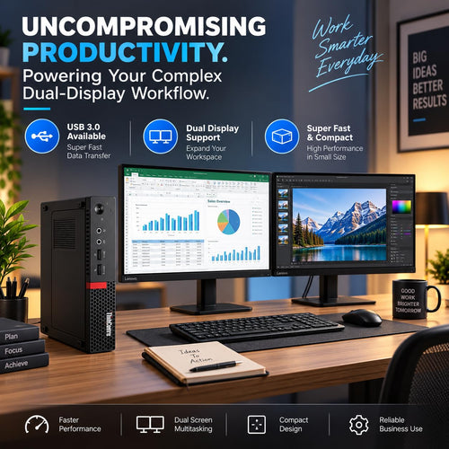Lenovo Tiny Desktop PC | Core i5-6Th Gᥱn, 8GB DDR4 RAM, 256GB SSD |Build in WiFi HD Graphics | DP, Windows 11 Pro, MS Office (1 Year Brand Warranty) Refurbished